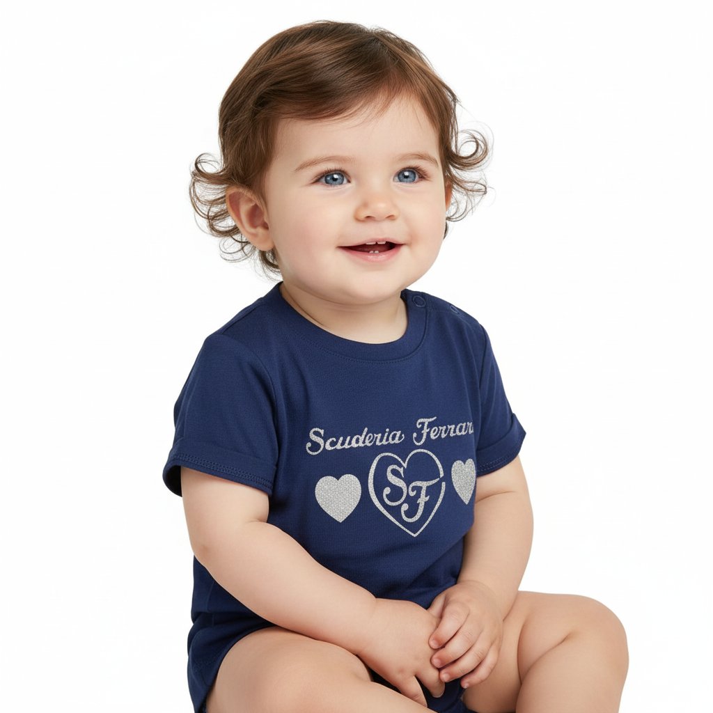 Scuderia Ferrari F1™ Team 'Triple Hearts' Infant Baby Toddler Girl T-Shirt - Grey/Navy