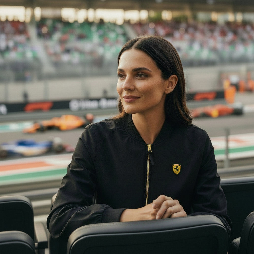 Scuderia Ferrari F1 Team Bomber Long Sleeve Zip Up Jacket - Women - Black