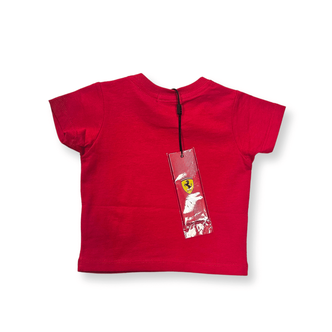 Ferrari Large Logo Shield 'My First Race' Infant Baby T-Shirt - Red