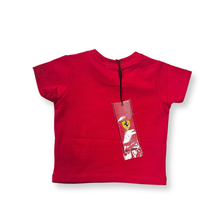 Ferrari Large Logo Shield 'My First Race' Infant Baby T-Shirt - Red