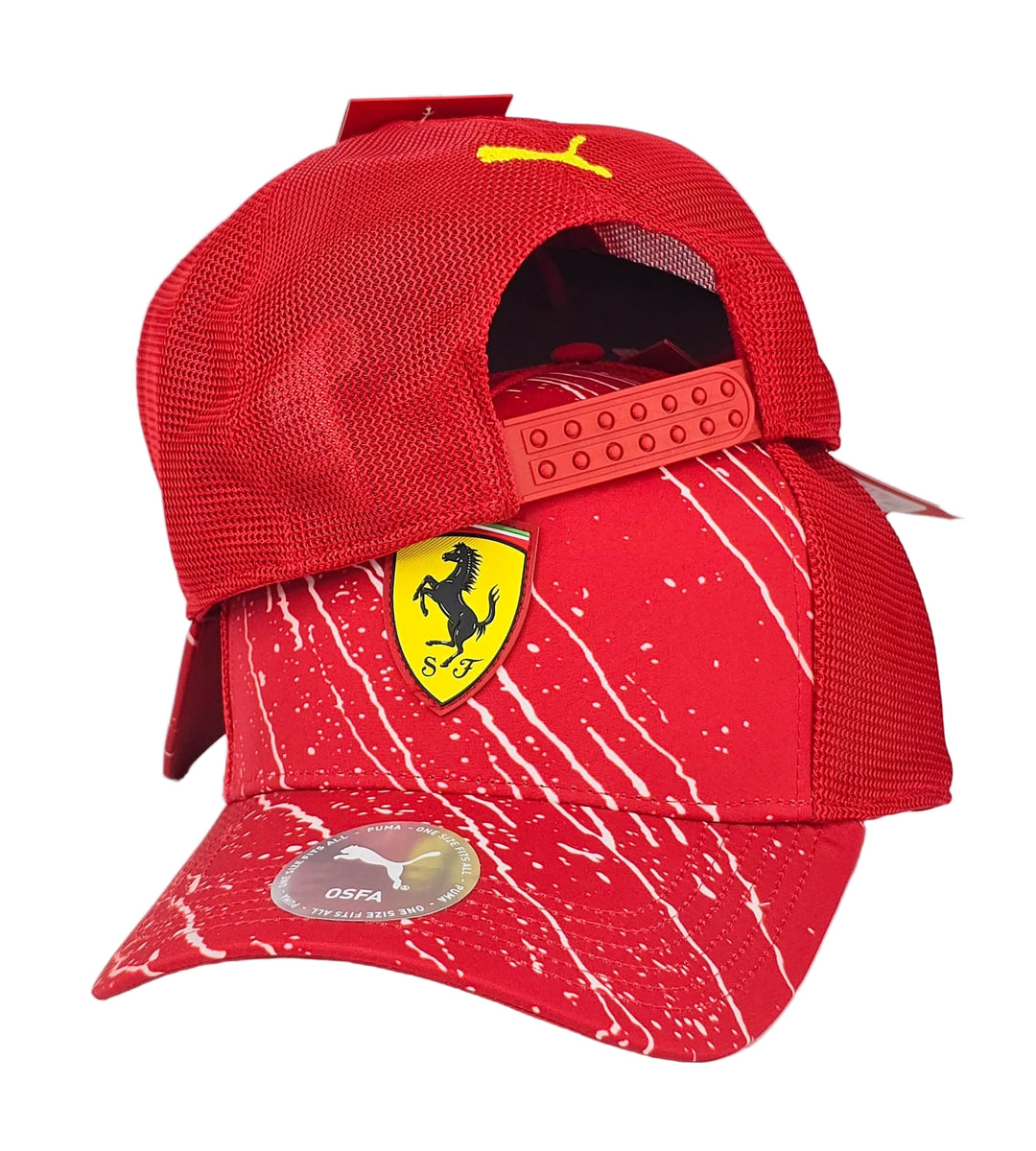 Scuderia Ferrari Trucker Cap Champagne Spray Motif Men's Cap - Red 