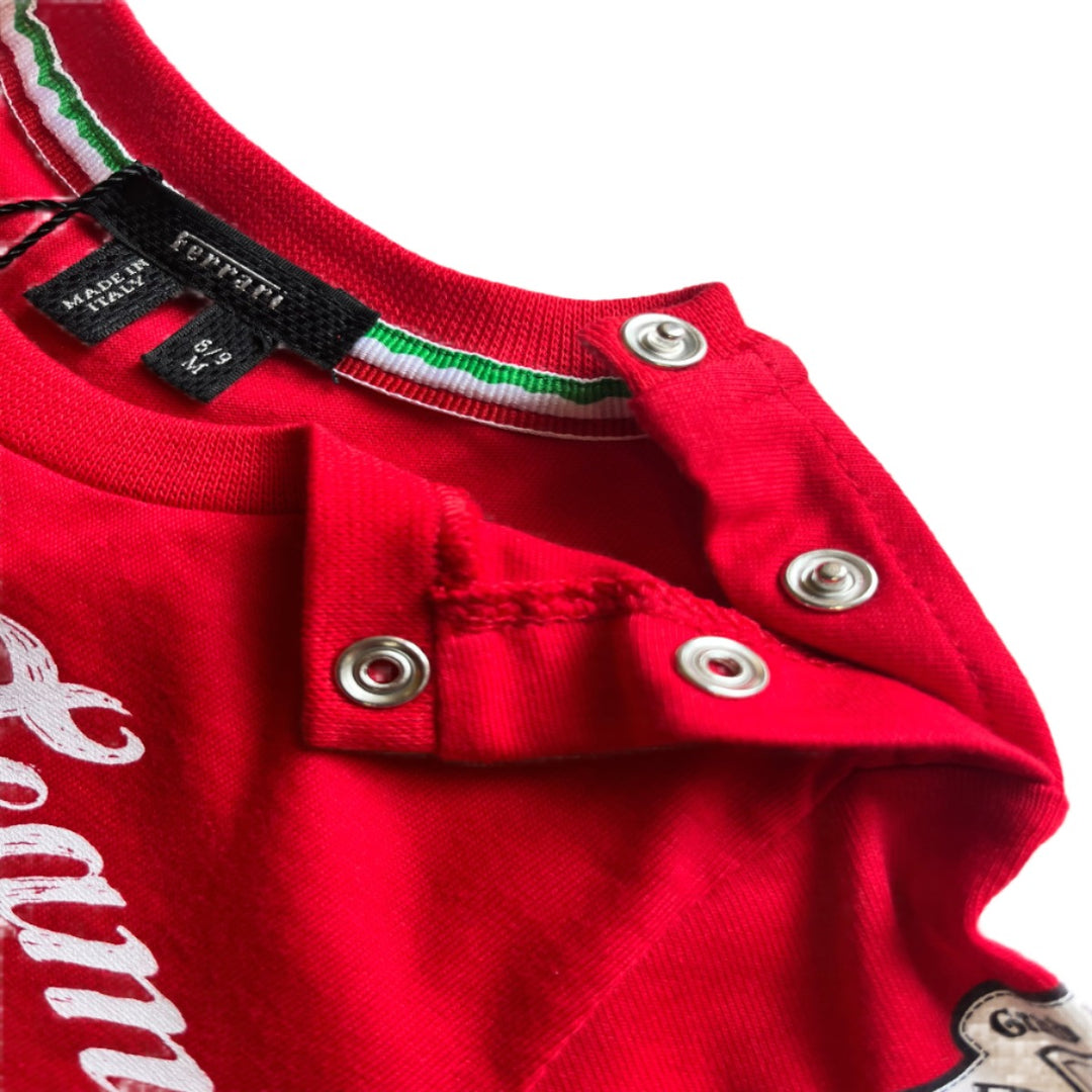 Scuderia Ferrari infant 1947 Red T-Shirt baby clothes with snaps are made from non-toxic materials, ensuring safety for your child 