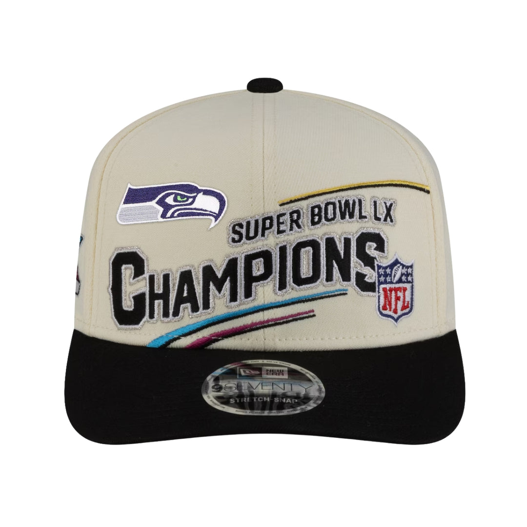 Seattle Seahawks NFL®  Super Bowl LX Champions 9SEVENTY Adjustable Hat – Cream/Black