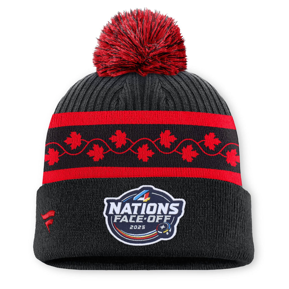 2025 NHL® Team Canada Hockey 4 Nations Face Off Winter Tuque with Pom - Black 