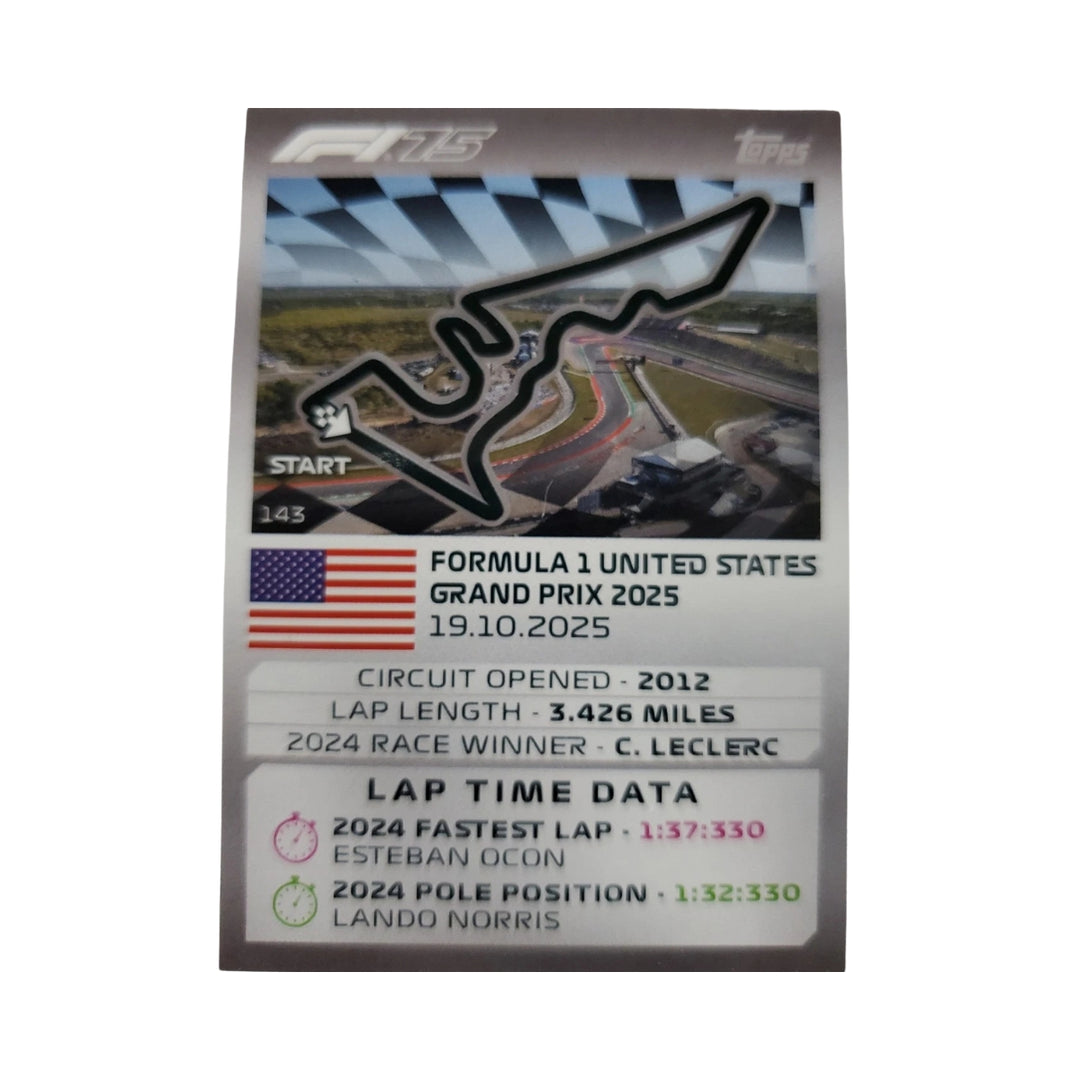 2025 Formula 1 Topps Turbo Attax COTA US Grand Prix Trading Card 
