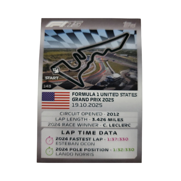 2025 Formula 1 Topps Turbo Attax COTA US Grand Prix Trading Card 