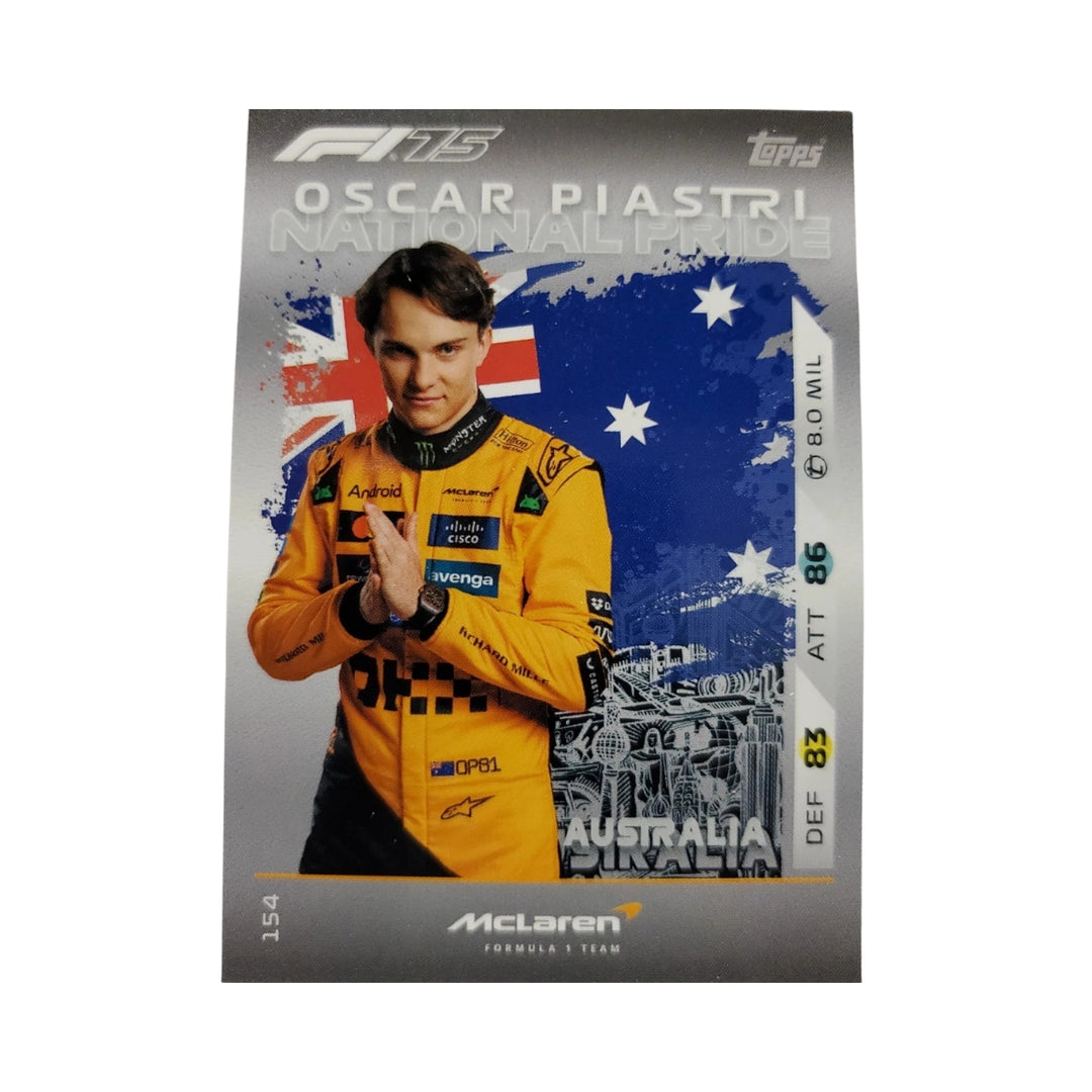 2025 Topps Turbo Oscar Piastri McLaren F1 Team Driver National Pride Trading Card 