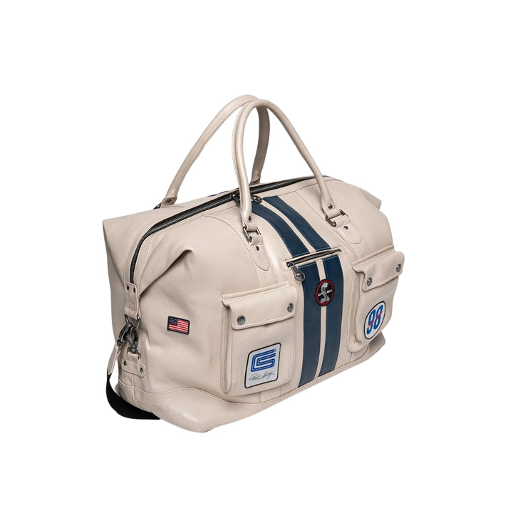 Carroll Shelby GT500 72h Ecru Leather Travel Bag - Beige