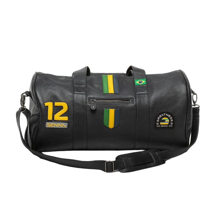 Ayrton Senna "Sao Paulo" Leather Travel Bag- Navy Blue