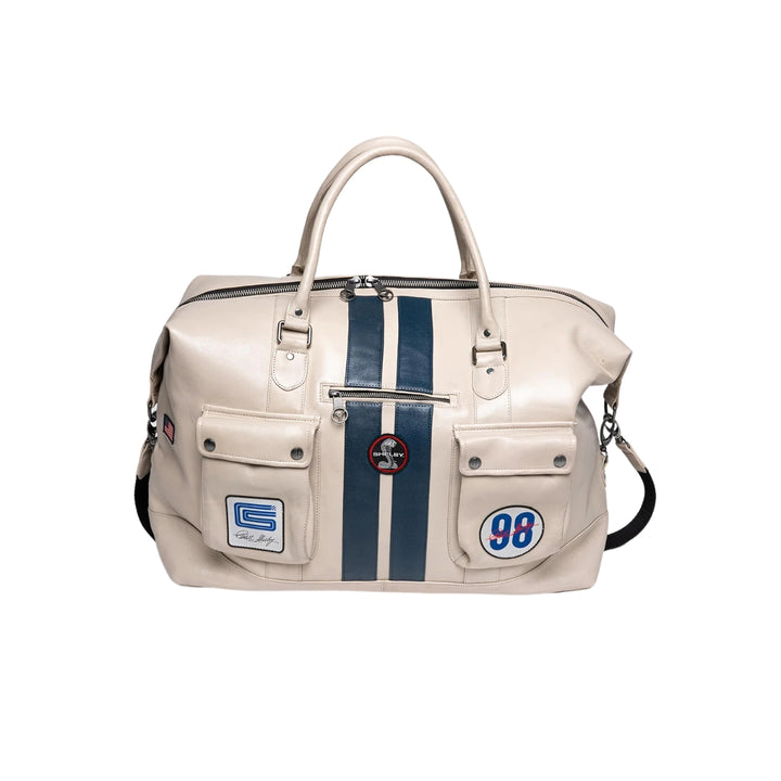 Carroll Shelby GT500 72h Ecru Leather Travel Bag - Beige