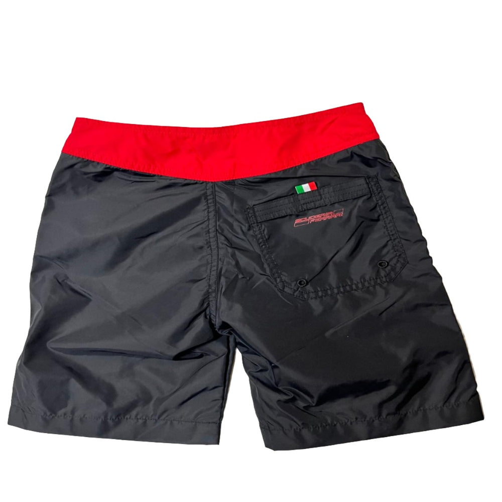 Scuderia Ferrari Kids Checkflag Long Swimsuit- KIDS - BLACK
