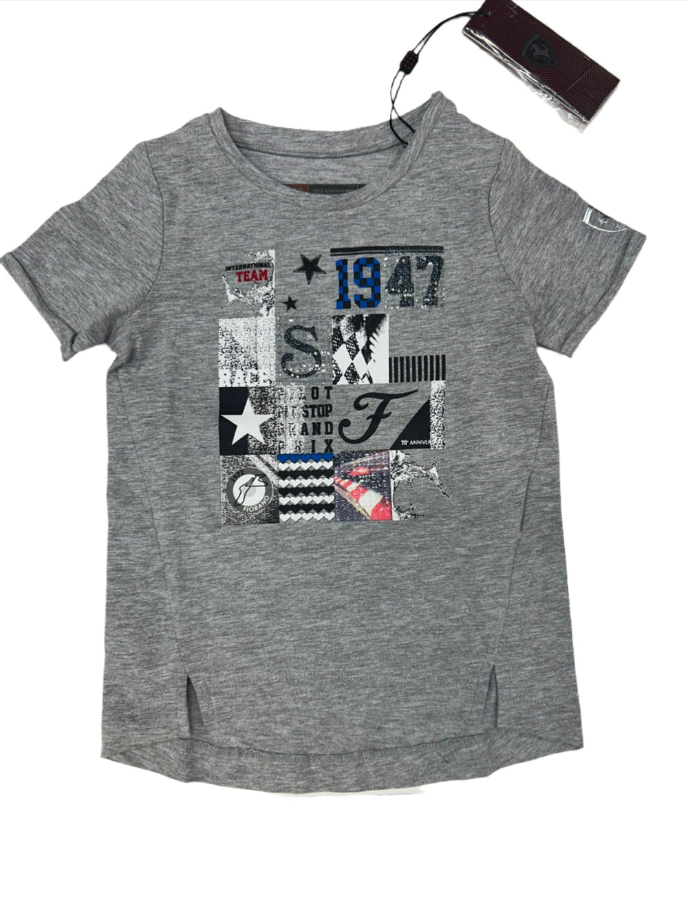 Scuderia Ferrari Girl Patchwork Graphic Jersey T-shirt - Grey