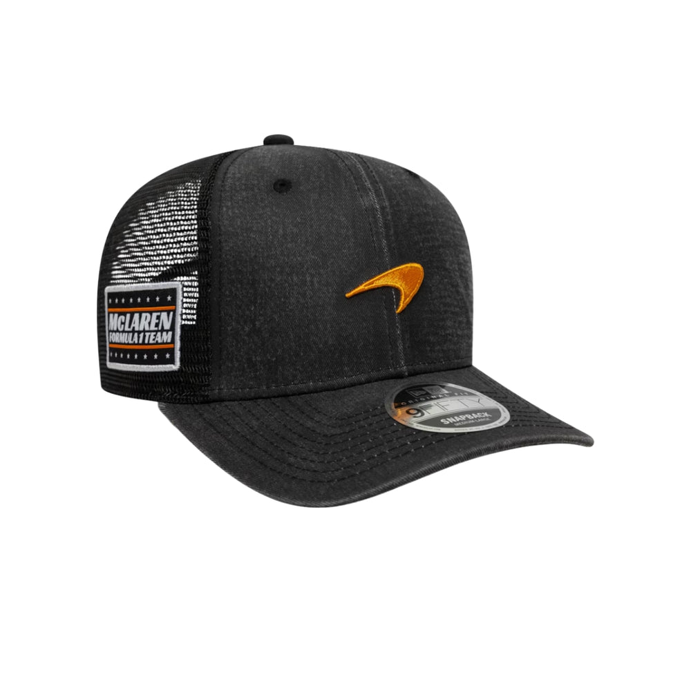 McLaren F1™ Team New Era Adult Washed 9FIFTY Pre‑Curved Cap – Black (M-L)