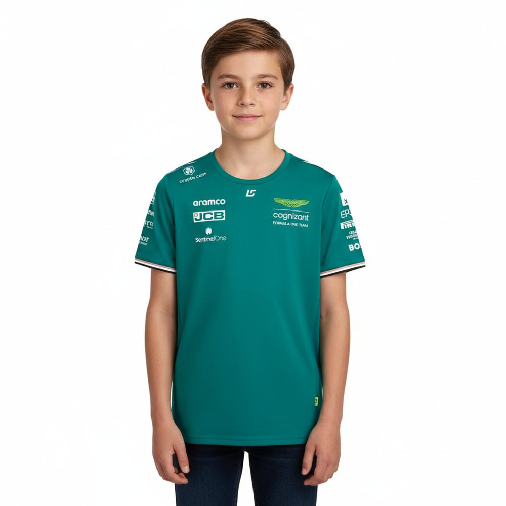 Aston Martin F1 Lance Stroll Team Kids' Boys Girls Unisex Kids T‑Shirt - Green