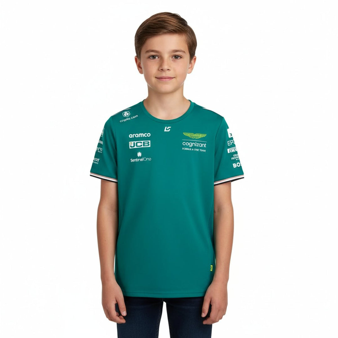 Aston Martin F1 Lance Stroll Team Kids' Boys Girls Unisex Kids T‑Shirt - Green