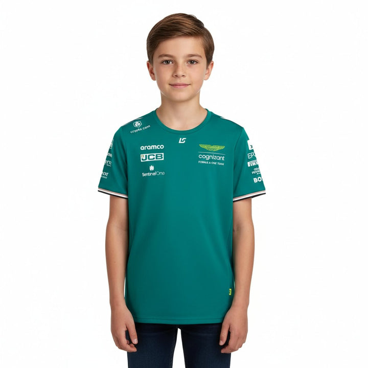 Aston Martin F1 Lance Stroll Team Kids' Boys Girls Unisex Kids T‑Shirt - Green