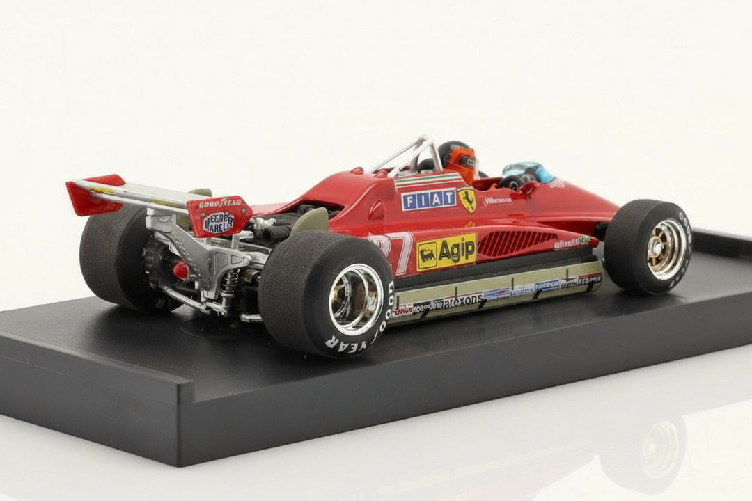 Gilles Villeneuve Canadian Legend F1 Driver Ferrari 126C2 #27 2nd San Marino GP formula 1 1982 1:43 Diecast Car - Red