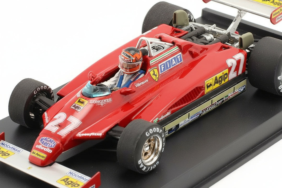 G. Villeneuve Ferrari 126C2 #27 2nd San Marino GP formula 1 1982 1:43 Scale Brumm Diecast Car - Red
