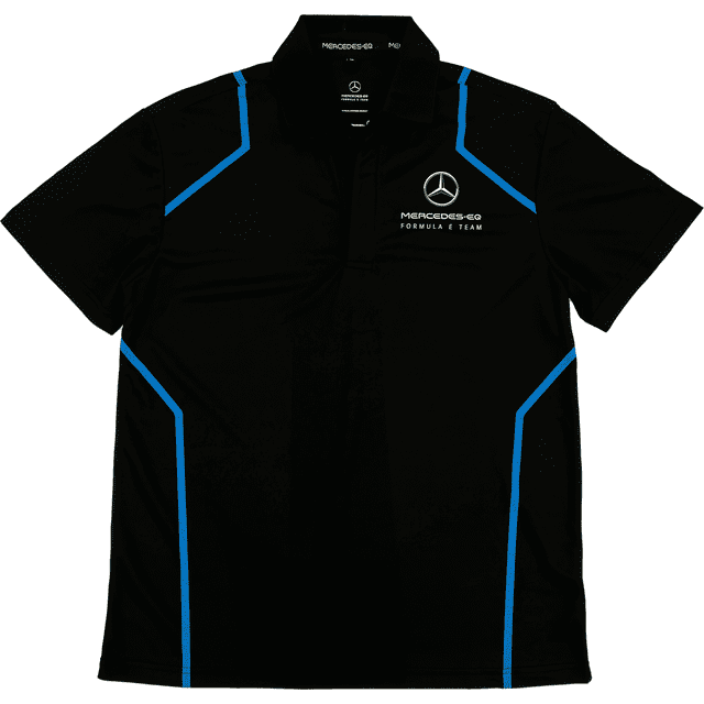Mercedes Benz-EQ Formula E Team S8 Logo Covered Women's Button Up Polo Shirt - Black