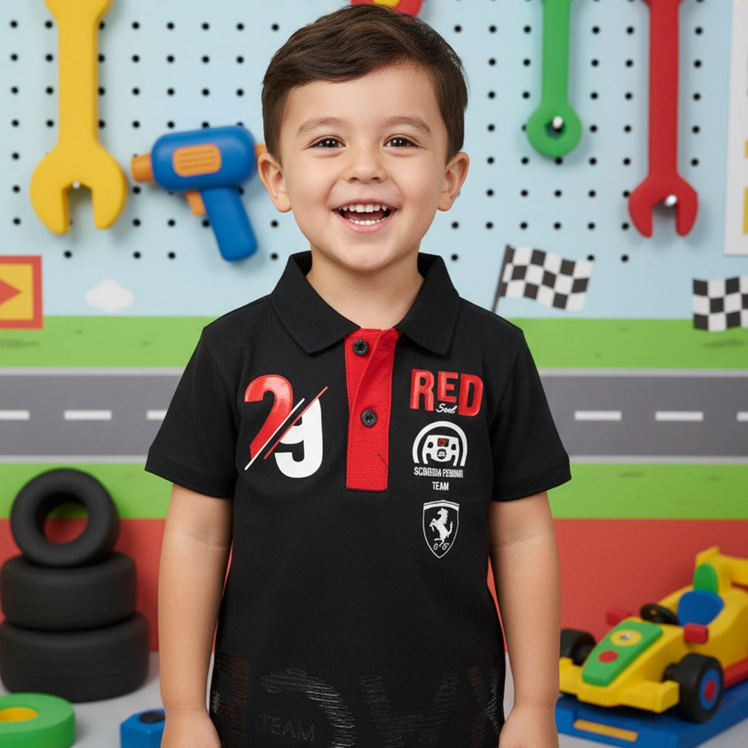 Scuderia Ferrari F1™ Team Race SS Polo Youth Kids Infant Boys Polo Shirt - Black