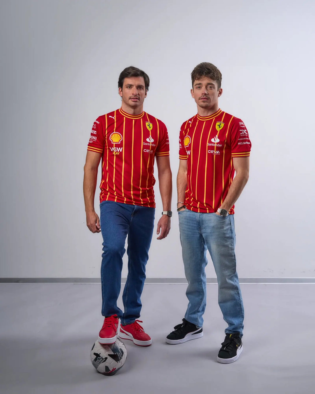 2024 Austrian GP Puma Scuderia Ferrari Charles Leclerc Carlos Sainz Soccer Mne's Jersey - Burnt Red 