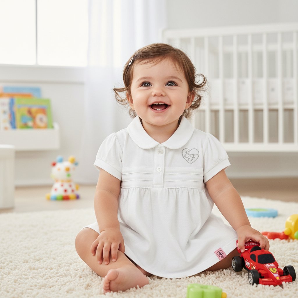 Polo pour bébé fille Scuderia Ferrari F1™ Team « SF » Heart - Blanc/Rose