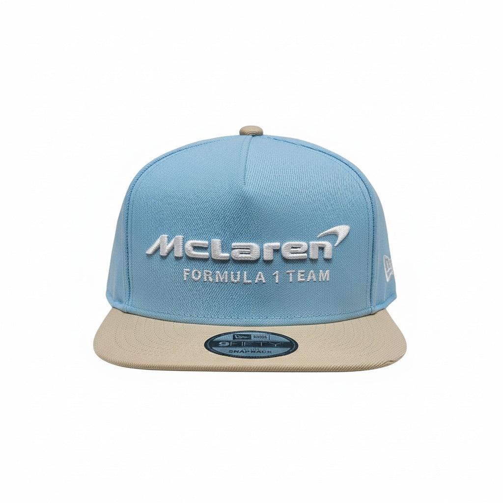 McLaren New Era Two-Tone Color Pack A-Frame 9FIFTY Snapback Adult Hat – Sky/Cream