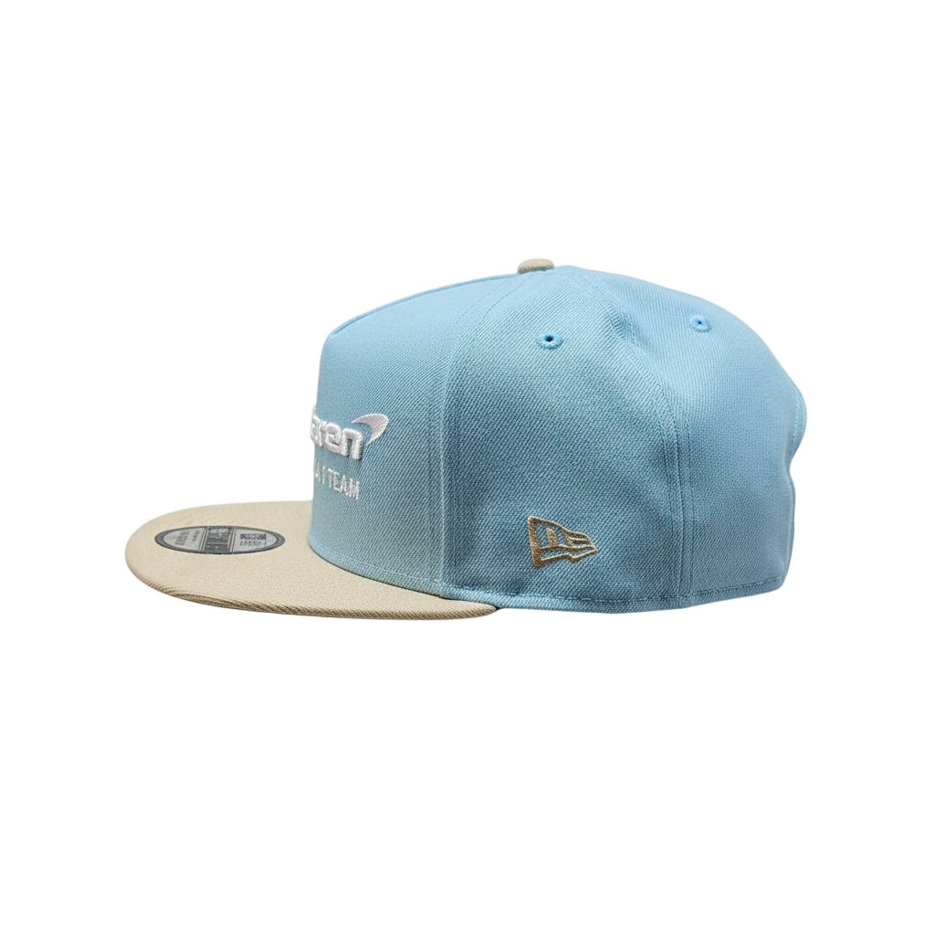 McLaren F1 Team New Era Two-Tone Color Pack A-Frame 9FIFTY Snapback Flat Peak Men's Baseball Hat – Sky/Cream