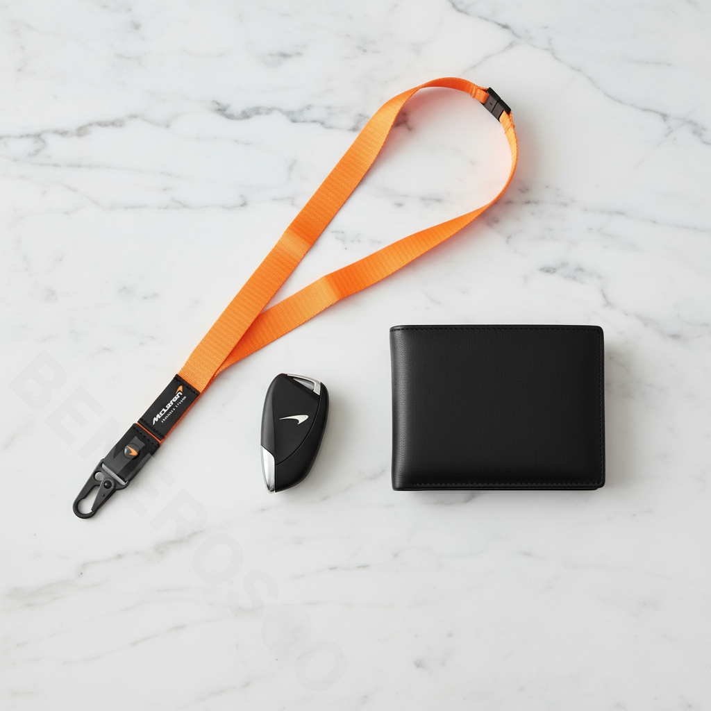 McLaren Embossed Nylon Lanyard in Papaya Orange is a best accessory to use for your keys, employee credential  holder, f1 tickets or for any display badges.