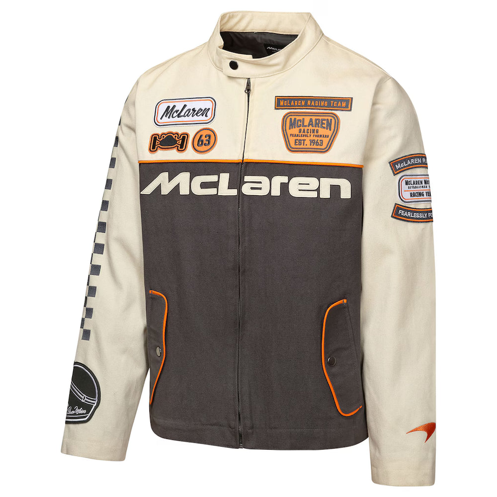 2025 McLaren F1 Team Official Motorsports  Men's Jacket - Beige and Grey 