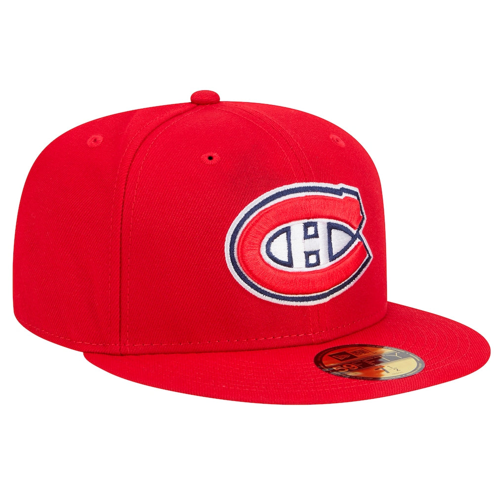 Men's Montreal Canadiens New Era Red Core 59FIFTY Fitted Flat Brim Hat - Red
