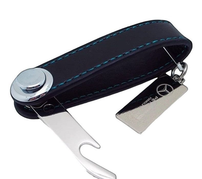 Mercedes AMG Petronas F1 Team Leather KeyChain with Bottle Opener 