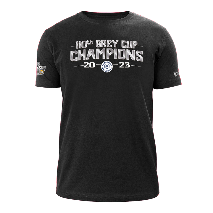 T-Shirt 2023 Champion Coupe Grey Cup Montreal Alouettes Black Locker Room Mens New Era®