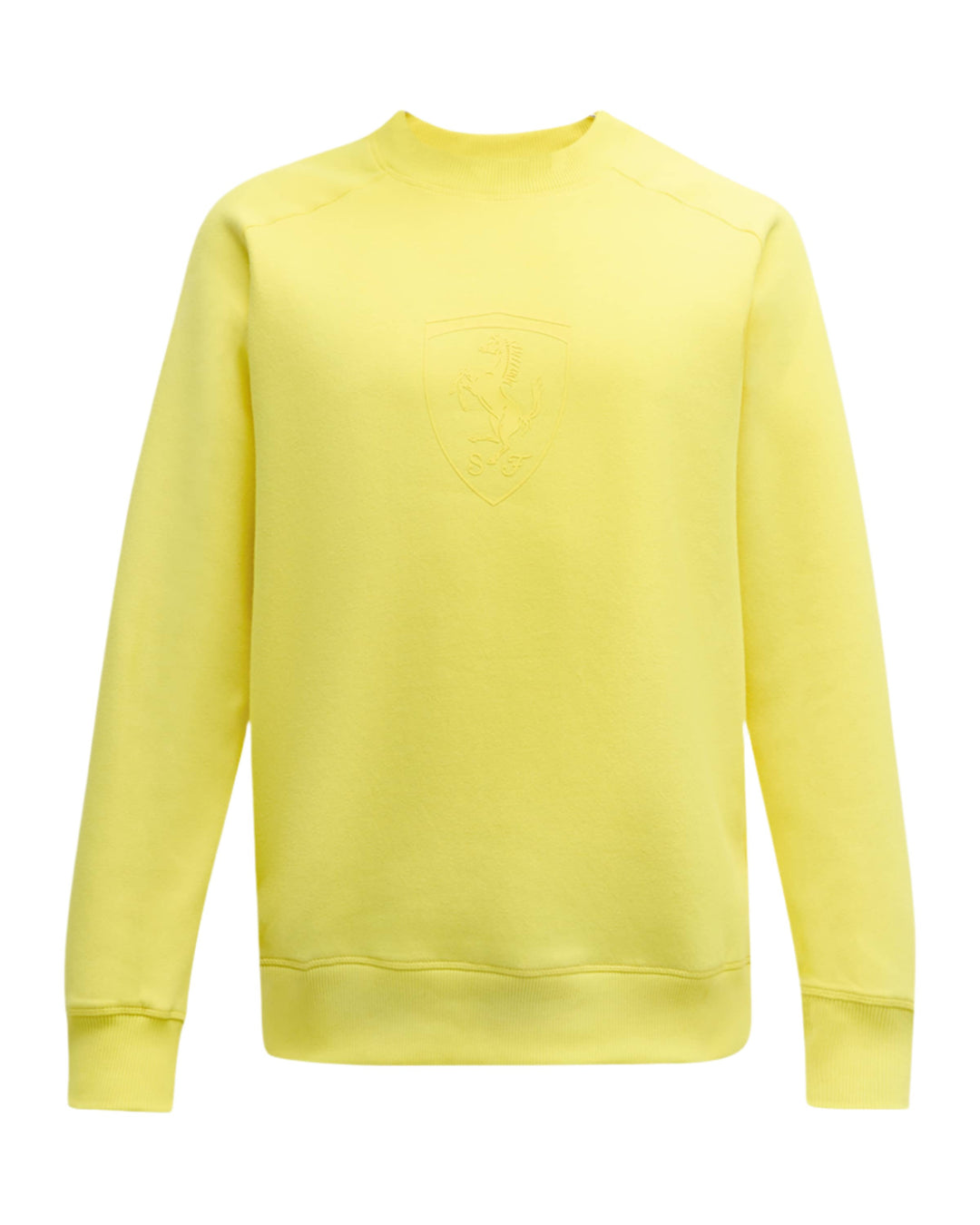 Puma Scuderia Ferrari Men's Large Big Shield Logo Prancing Horse Race Crew Sweatshirt - Yellow 