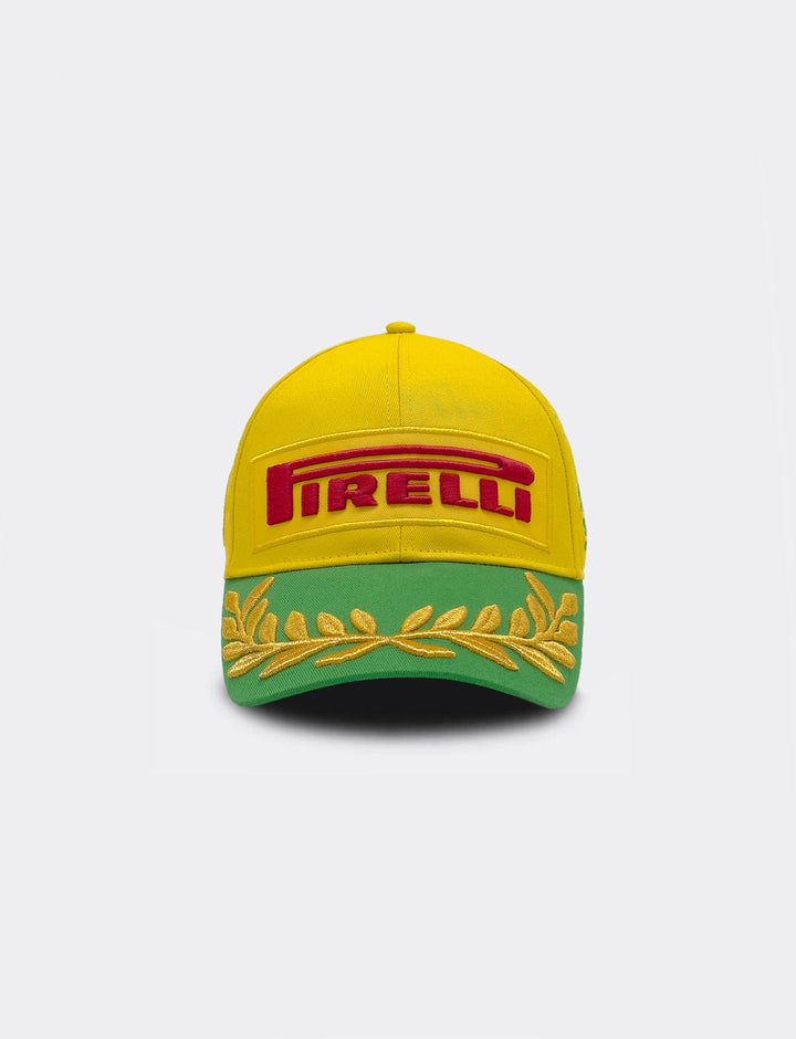 Gorra edición especial Pirelli F1 Brasil 2025 color amarillo — podio oficial Gran Premio de São Paulo