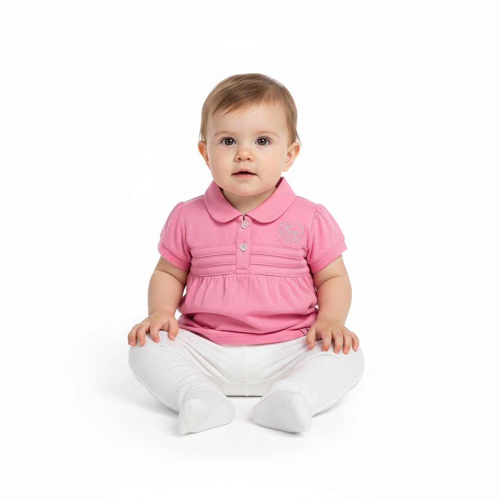 Polo pour bébé fille Scuderia Ferrari F1™ Team « SF » Heart - Blanc/Rose