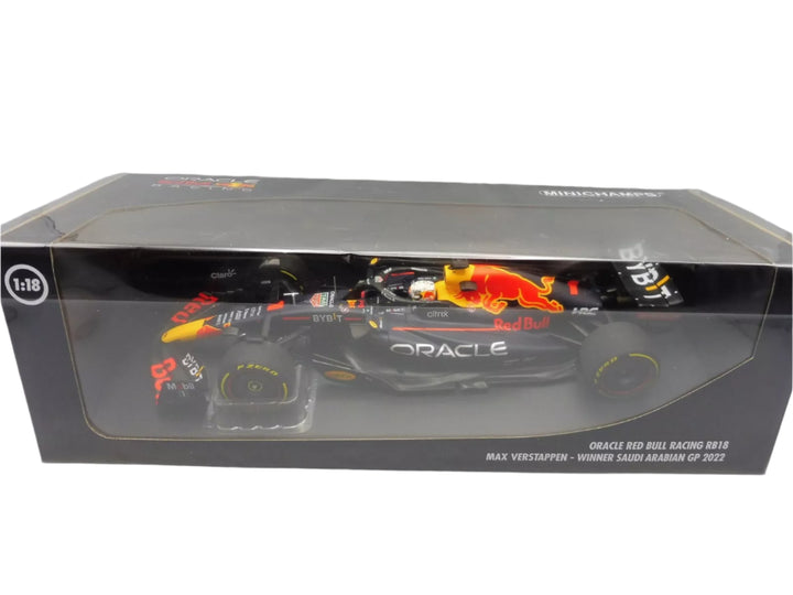 Oracle Red Bull Racing 1:18 RB18 Max Verstappen Winner 2022 Saudi Arabian GP -  Minichamps -Model F1 Car