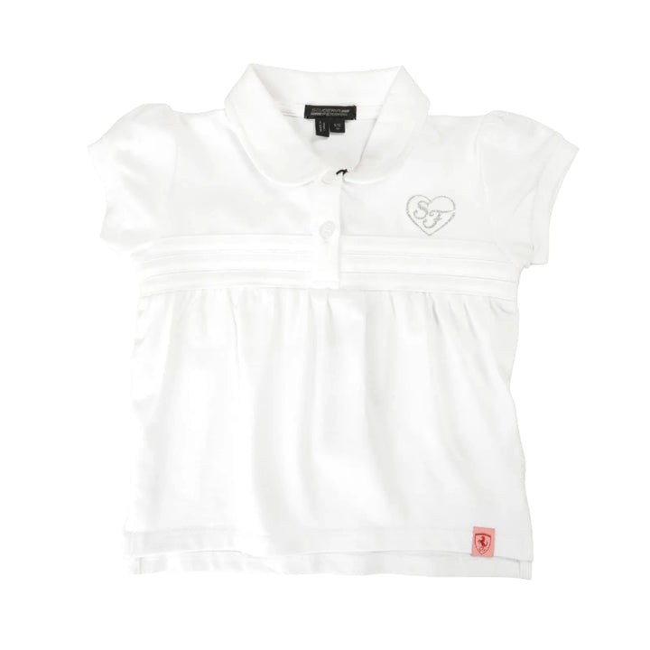 Scuderia Ferrari little girls infant baby polo shirt - white