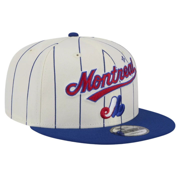 Montreal Expos New Era White Jersey Pinstripe 9FIFTY Snapback Hat