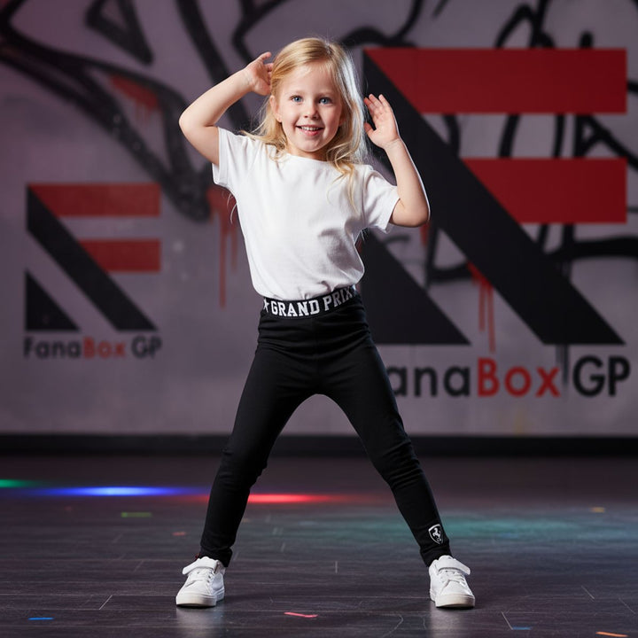 Little Girl wearing Scuderia Ferrari F1 Grand Prix black youth leggings