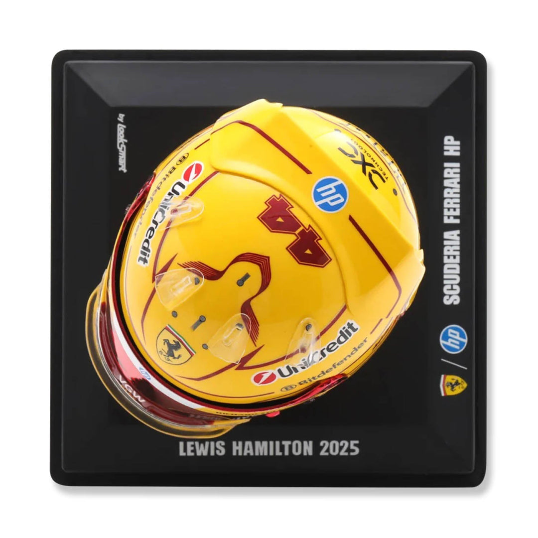 2025 Ferrari F1  HP Team #44 Lewis Hamilton 1:5 Mini Collectible Helmet by Look Smart Model Company - Yellow 