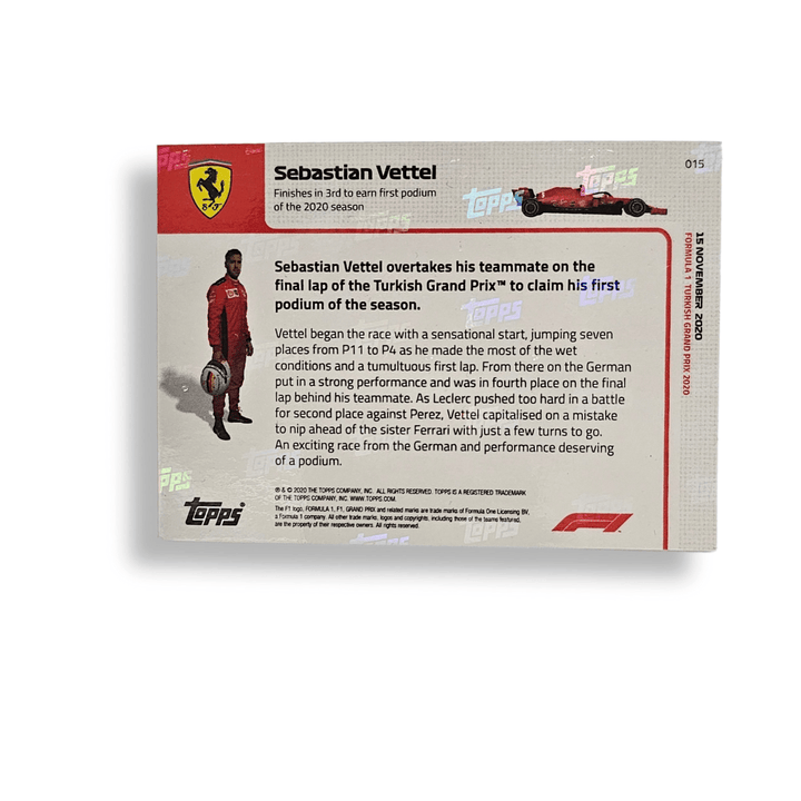 Scuderia Ferrari Sebastian Vettel 2020 F1™ Turkish GP 3rd Place Collectible Topps Card