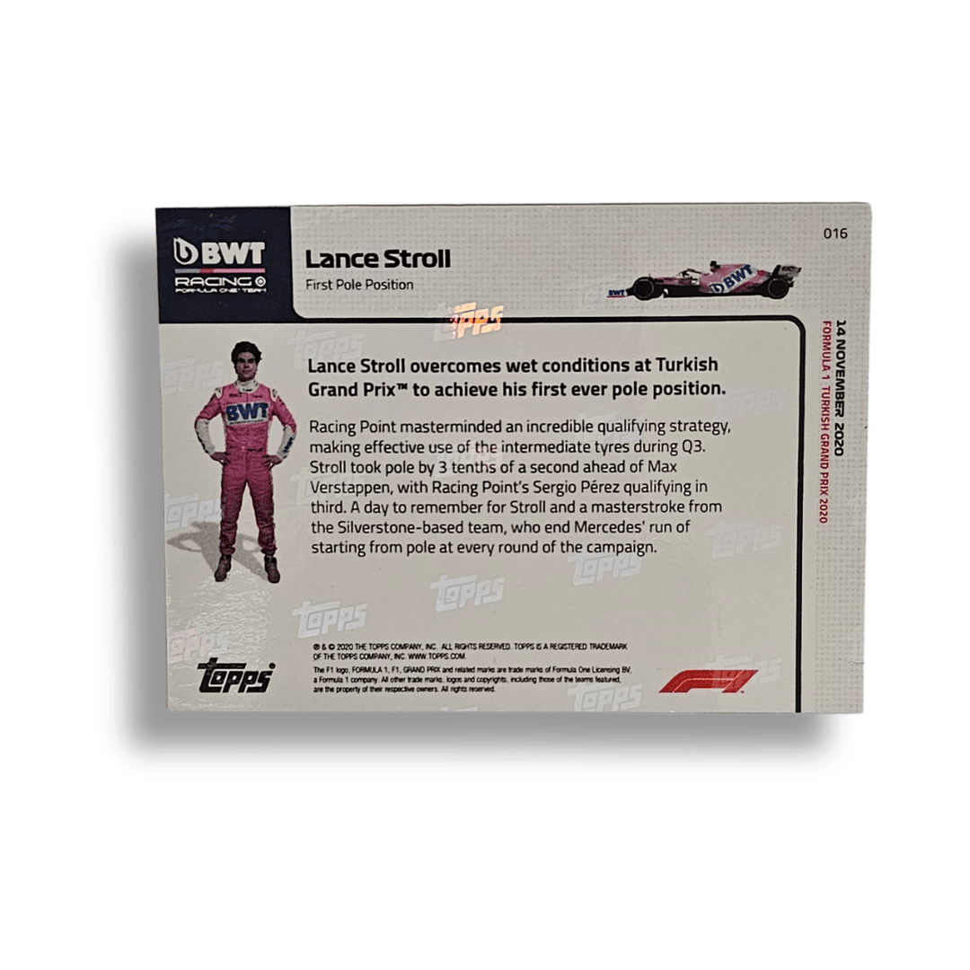 2020 Racing Point F1™ Lance Stroll Turkish GP Pole Position Collectible Topps Card