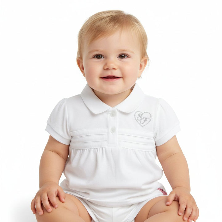 Polo pour bébé fille Scuderia Ferrari F1™ Team « SF » Heart - Blanc/Rose