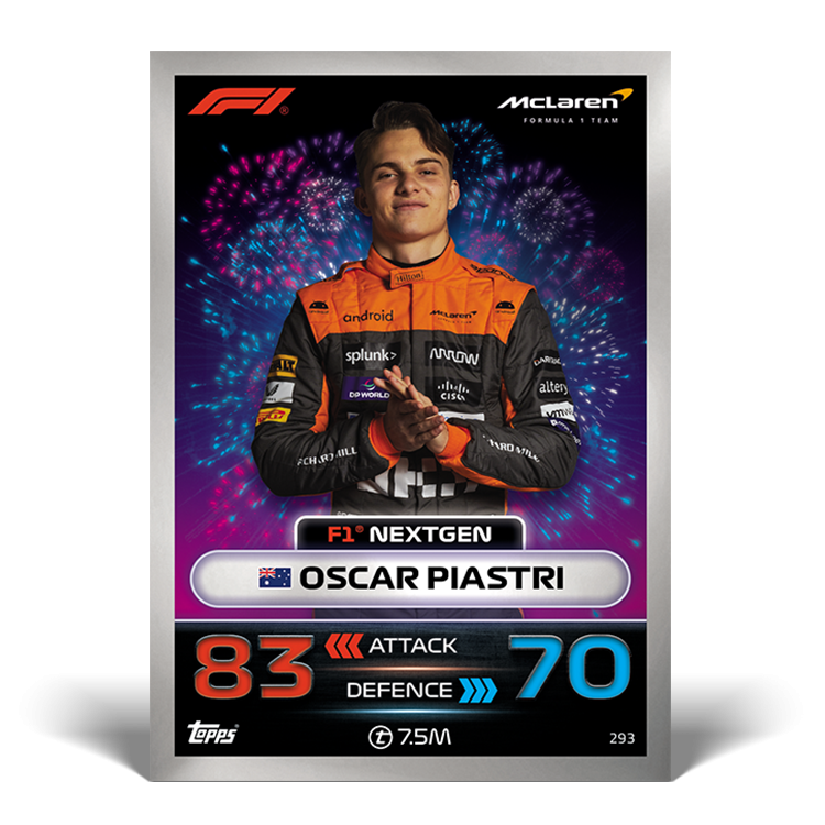 2023 McLaren Oscar Piastri F1 NextGen F1 Formula 1 Turbo Attax 2023 Official Topps Trading Cards Orange