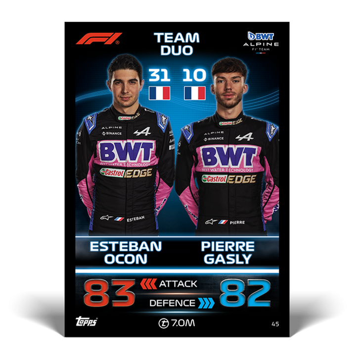 2023 Alpine Ocon Gasly Team Duo Formula 1 Turbo Attax 2023 Official Topps Trading Cards Blacki