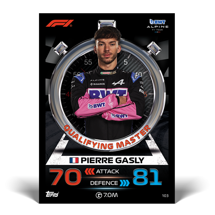 2023 Alpine Pierre Gasly Qualifying Master F1 Formula 1 Turbo Attax 2023 Official Topps Trading Cards Red 