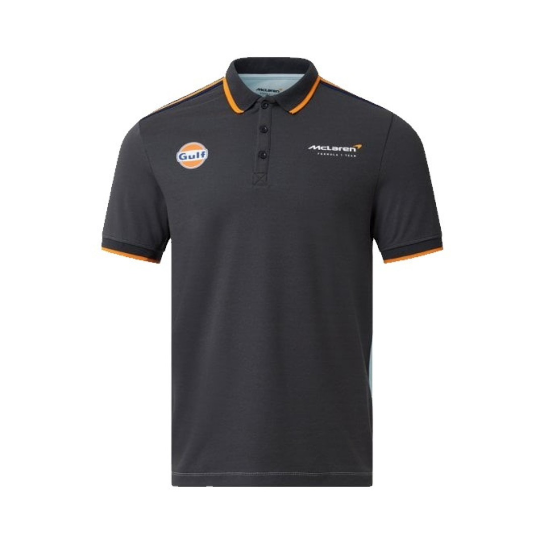 McLaren F1™ Team Castore x Gulf Collaboration Stripe Polo Shirt - Men - Anthracite