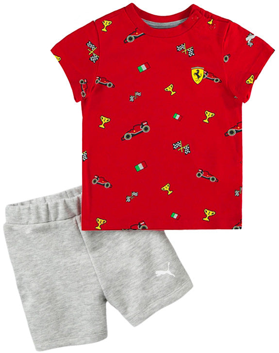 Scuderia Ferrari Puma Infant Graphic Conjunto de dos piezas con pantalones cortos - Niños - Rojo y gris