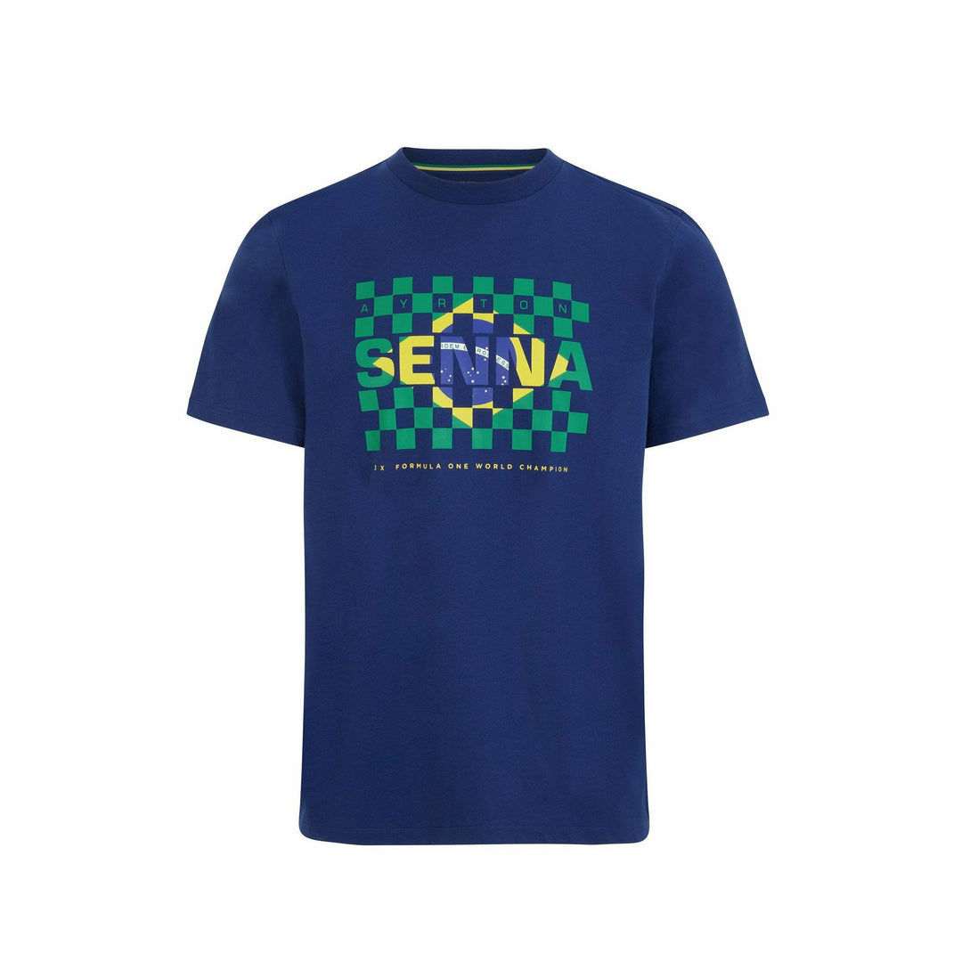 Ayrton Senna Racing Flag T-Shirt - Men - Blue